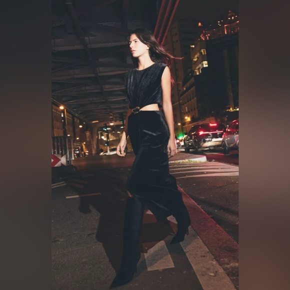 🔥🔥Zara Velvet midi dress with buckle - Picture 4 of 7